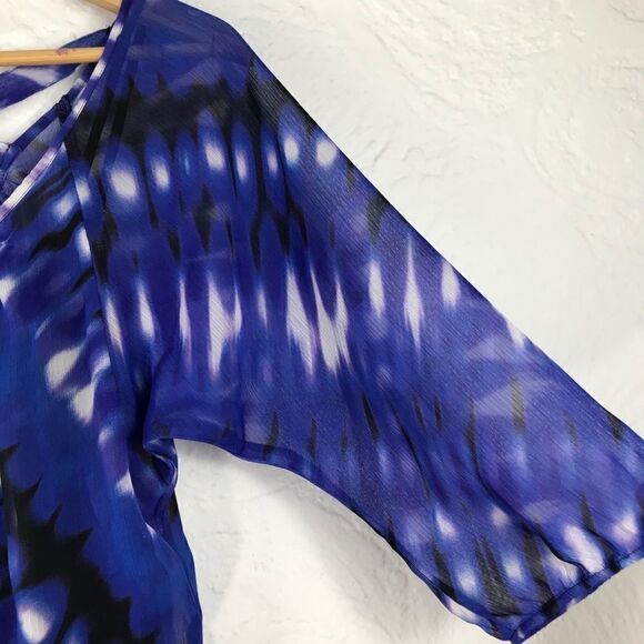 Express Black and Cobalt Tie Dye Chiffon Dress - Picture 4 of 13